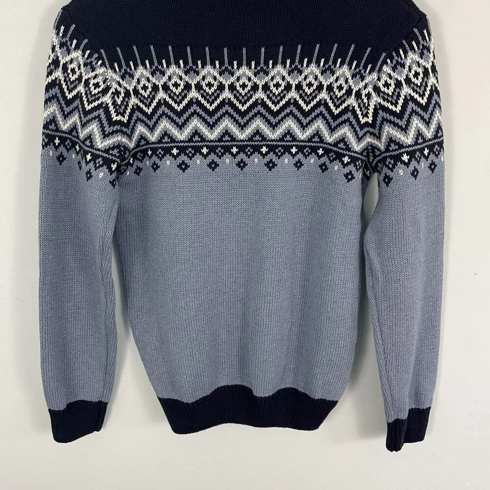 NWT Gymboree Boys L 10/12 Shawl Collar Fair Isle Preppy‎ Holiday Sweater Blue